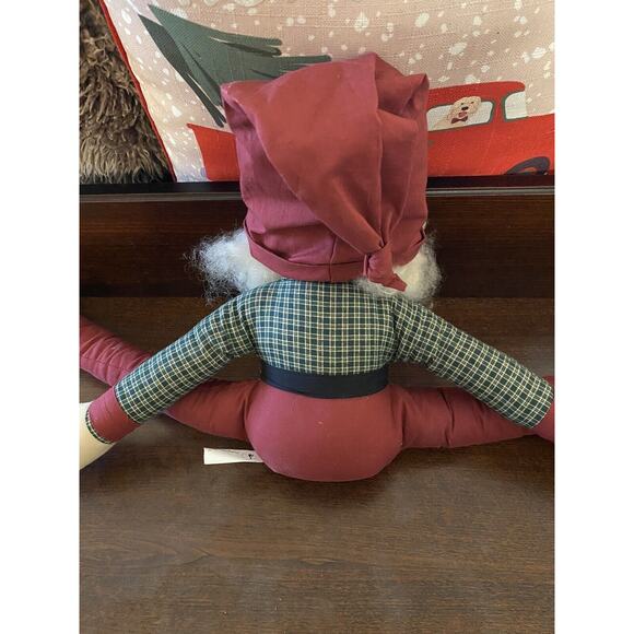 Vintage Overly Raker Green Plaid Santa Shelf Sitter With Extra Long Legs - Picture 6 of 6